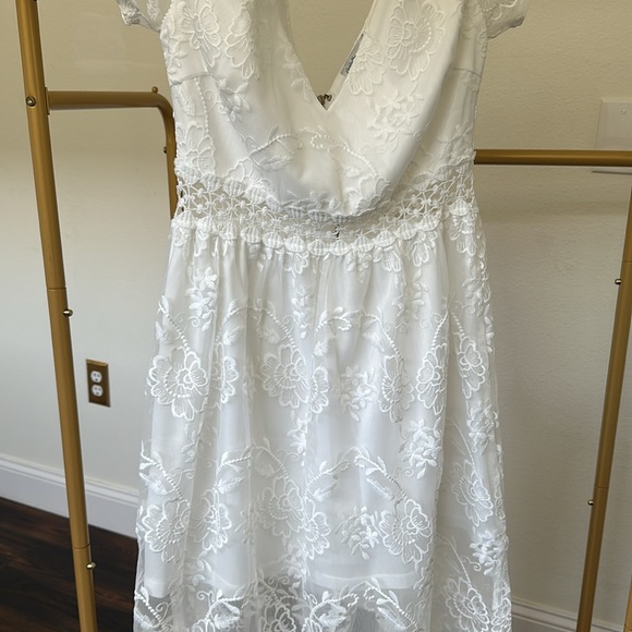 Ankle length white floral sheer dress - Picture 7 of 8
